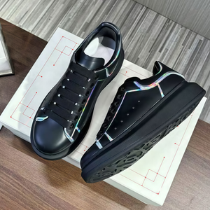 Zapatos de Diseñador de Lujo, Zapatos Deportivos de Plataforma con Cordones de Cuero para Hombre, Zapatos Deportivos de Plataforma con Graffiti Negro para Mujer, Estilo para Caminar - Product Image 1