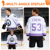 Maillot de hockey américain à col en V pour homme PUCKPROS, manches longues, numéro 100, polyester, anti-bactérien, vêtements de sport