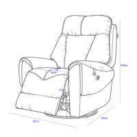 Fauteuil inclinable pivotant avec soutien lombaire, fonction bascule, montage facile, confort, canapé individuel décontracté, port de charge USB, traditionnel