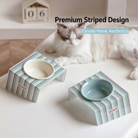 Gamelle créative anti-glouton avec support en acrylique, gamelle en céramique anti-déversement, plaque de léchage anti-étouffement pour chats et chiens