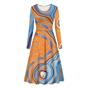Meilleure robe <span class=keywords><strong>de</strong></span> danse à manches longues pour Autochtones d'Australie Dot Painting <span class=keywords><strong>Illustration</strong></span> Yellow Design Wholesale Dance Performance Wear - Product Image 4