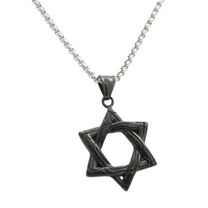 Collier avec pendentif étoile à six branches en acier inoxydable, design géométrique rétro pour hommes, chaîne multicolore 280581 - Product Image 5