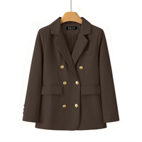 Blazer croisé pour femme avec boutons dorés, revers, manches longues, couleur unie, manteau décontracté pour le bureau et les trajets quotidiens