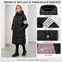 Manteau matelassé en duvet pour femme Signature, 90 % duvet de canard blanc, manches rayées, fentes latérales, idéal pour les événements du soir et les trajets quotidiens