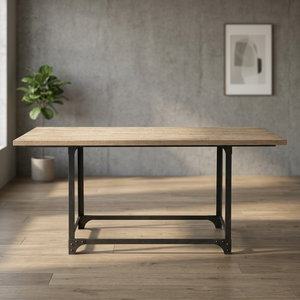 Mesa de Comedor Plegable de Hierro y Madera para 6 Personas, Estilo Industrial y Rústico, para Apartamentos, Hoteles, Comedores y Uso Doméstico - Product Image 2