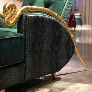 Canapé italien léger et luxueux en <span class=keywords><strong>cuir</strong></span> <span class=keywords><strong>Fauteuil</strong></span> simple serpent en cuivre pur, mobilier de salon moderne - Product Image 6