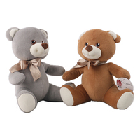 Ours en peluche classique avec nœud papillon, marron et gris, collection de jouets en peluche doux, cadeau de la Saint-Valentin et de Noël, fabrication OEM