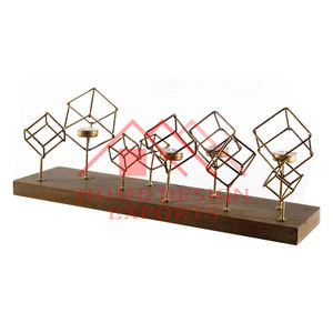 Portavelas votivo en forma de barco de madera, soporte de cristal con forma de T para decoración del hogar, diseño elegante, candelabro de huracán con vidrio votivo - Product Image 3