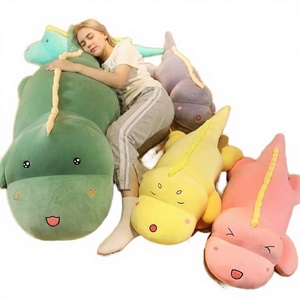 Aika Vente en gros de jouets en peluche géants personnalisés en forme de dinosaure vert, super doux, lavés, avec rembourrage en coton PP, anti-stress, pour enfants, cadeau - Product Image 2