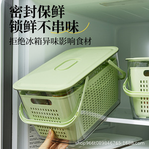 Portable Picnic <b>Basket</b> Double Layer <b>Large</b> Capacity Refrigerator <b>Storage</b> Fruit Vegetable Lunch Box Rectangle PP Eco Friendly - Product Image 5