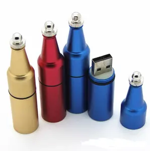 ¡Colorido diseño de botella de metal Unidad flash USB personalizada Disco U/Memoria USB con cordón Estilo rectangular PC Compatibilidad Stock!