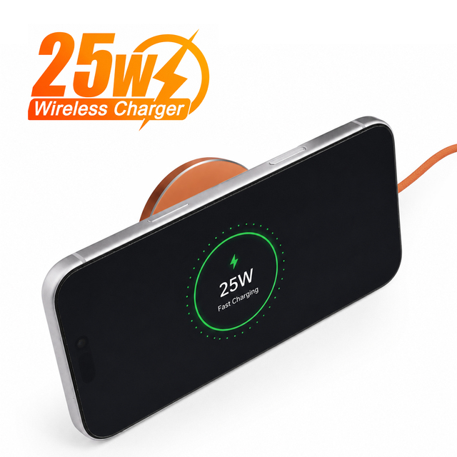Oragnge Color Magnetic Wireless Charger 25W Max Fast Wireless Charging Pad for Phone