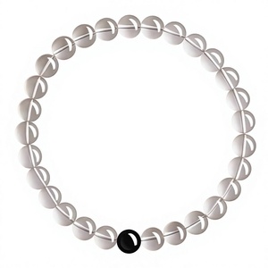 Pulsera de Cuarzo Transparente Natural con Cuentas de Obsidiana Negra, Cristal Curativo, Joyería para Mujer, Regalo - Product Image 1