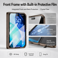 Funda de Teléfono con Textura de Cuero Retro para iPhone 18 Fold, Funda Protectora Anticaídas con Correa de Mano, Funda para iPhone 18 Fold con Protector de Pantalla