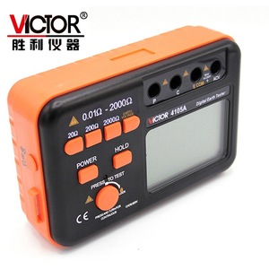 Medidor de resistencia a tierra digital Victor 4105A 0.01-2000 con puertos ACV y ECOM para pruebas de seguridad eléctrica - Product Image 2