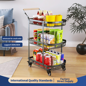 Carrello in Metallo Multifunzionale a Tre Ripiani, Stile Moderno, Portatile, Non Pieghevole, per Alimenti, Scaffale Portaoggetti, Appendiabiti da Soggiorno <span class=keywords><strong>TR</strong></span> - Product Image 2