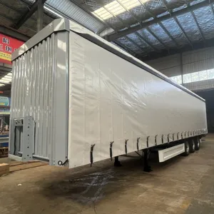 3 trục 16M 13M 60 tấn vận chuyển hàng hóa Trailer khô van hộp bên Rèm bán Trailer ở Nga