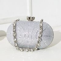 Tas Malam Wanita Berlian Kecil Berkilau Bentuk Oval, Dompet Clutch Mewah untuk Pengantin, Dompet Pernikahan, Tas Pesta Berhias Berlian Imitasi, Tas Tangan Bingkai untuk Acara Prom