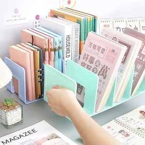 Diskon besar rak buku pembatas buku PP dapat diperbesar pemegang majalah Ujung buku plastik 4 kisi multifungsi warna - Product Image 6