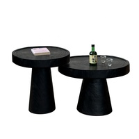 Ensemble de tables basses rondes en bois massif de style Wabi Sabi moderne pour le salon