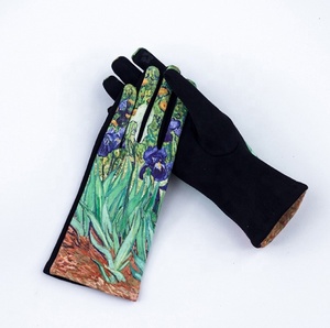 Mujeres <span class=keywords><strong>Van</strong></span> <span class=keywords><strong>Gogh</strong></span> Almendro flor noche estrellada pintura al óleo guantes de impresión sublimada con pantalla táctil - Product Image 2