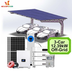 Sistema de Carport Solar para 3 Vehículos, 12.39KW Conectado a la Red, Batería de 14KWh, Suministro de Energía Sostenible - Product Image 5
