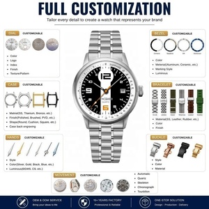 OEM Best Custom <b>Watches</b> with Logo 40MM <b>Men</b> Stainless Steel Quartz <b>Watch</b> Sapphire Crystal Analog Date Wristwatch High Business - Product Image 2