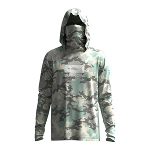 Sweat à capuche de pêche pour <span class=keywords><strong>homme</strong></span> grande taille avec <span class=keywords><strong>masque</strong></span> intégré, imprimé par sublimation motif camouflage menthe et illustration Mahi Mahi, imperméable et respirant 100% - Product Image 4