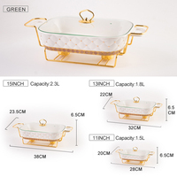 Pot sec en céramique rectangulaire de luxe européen chauffe-plat pour hôtel marmite chaude batterie de cuisine avec couvercle en verre