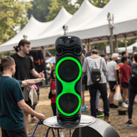Altavoz Portátil para Eventos al Aire Libre con Doble Woofer de 10 Pulgadas, Luces RGB, Bluetooth 5.0, 2 Micrófonos para Karaoke, Batería de 5000-10000 mAh, 20 W, Control Remoto