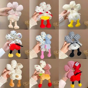 Élastique à cheveux en tissu fait main, motif à pois ondulés et fleurs, en éponge, pour <span class=keywords><strong>femme</strong></span>, style jupe évasée, accessoire de coiffure amusant et mignon - Product Image 4