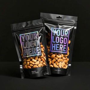 Sacs en mylar noir mat imprimés sur mesure pour aliments, fenêtre d'emballage en feuille d'impression par héliogravure au détail pour noix de cajou, chewing-gum, sushi - Product Image 4