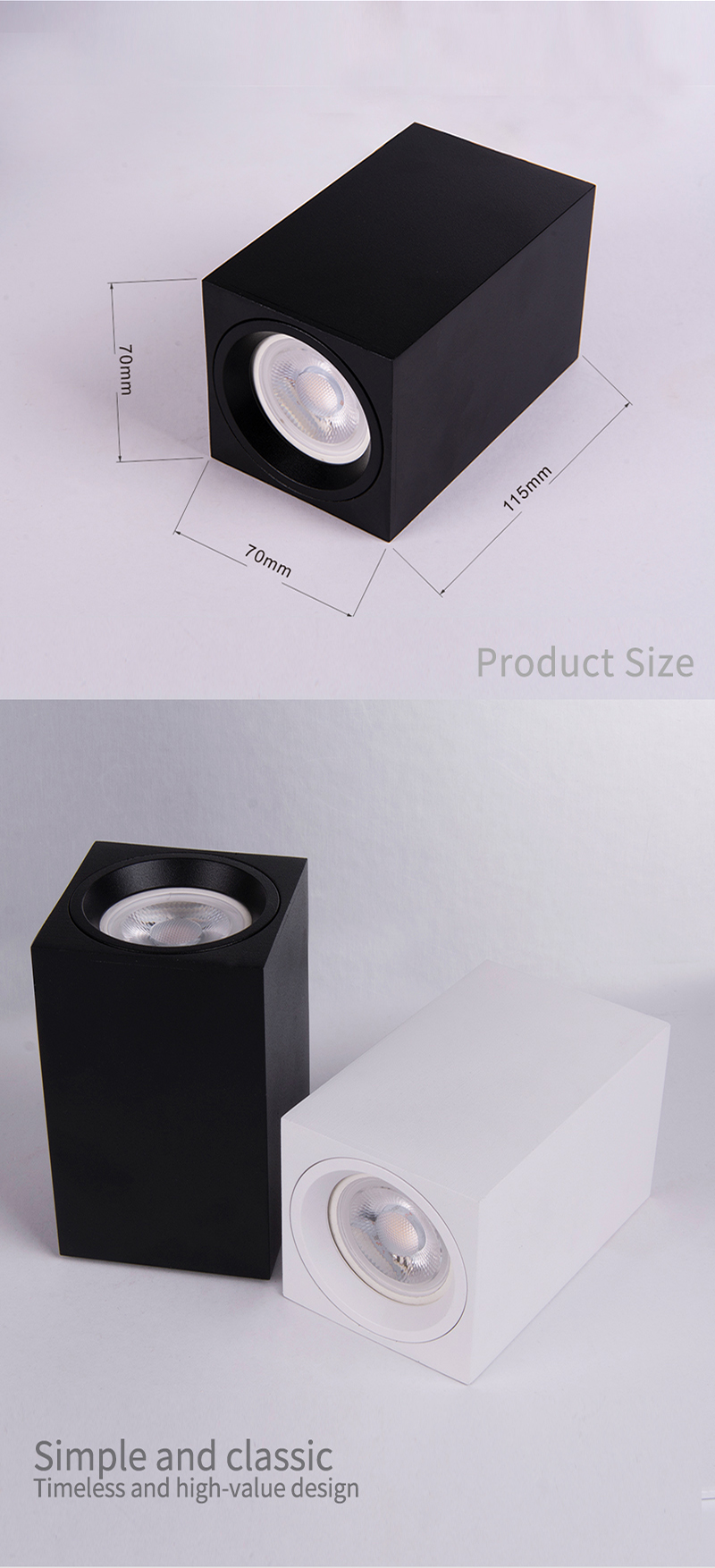 Ra90 6W Surface Mount Adjustable Downlight GU10 Black Pure Aluminium