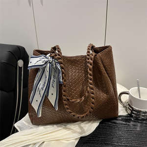 Fashion Double Handle Women's Shoulder <b>Bag</b> New <b>Zipper</b> Closed <b>Nylon</b> Lining Mini Fashion <b>Tote</b> <b>Bag</b> - Product Image 2