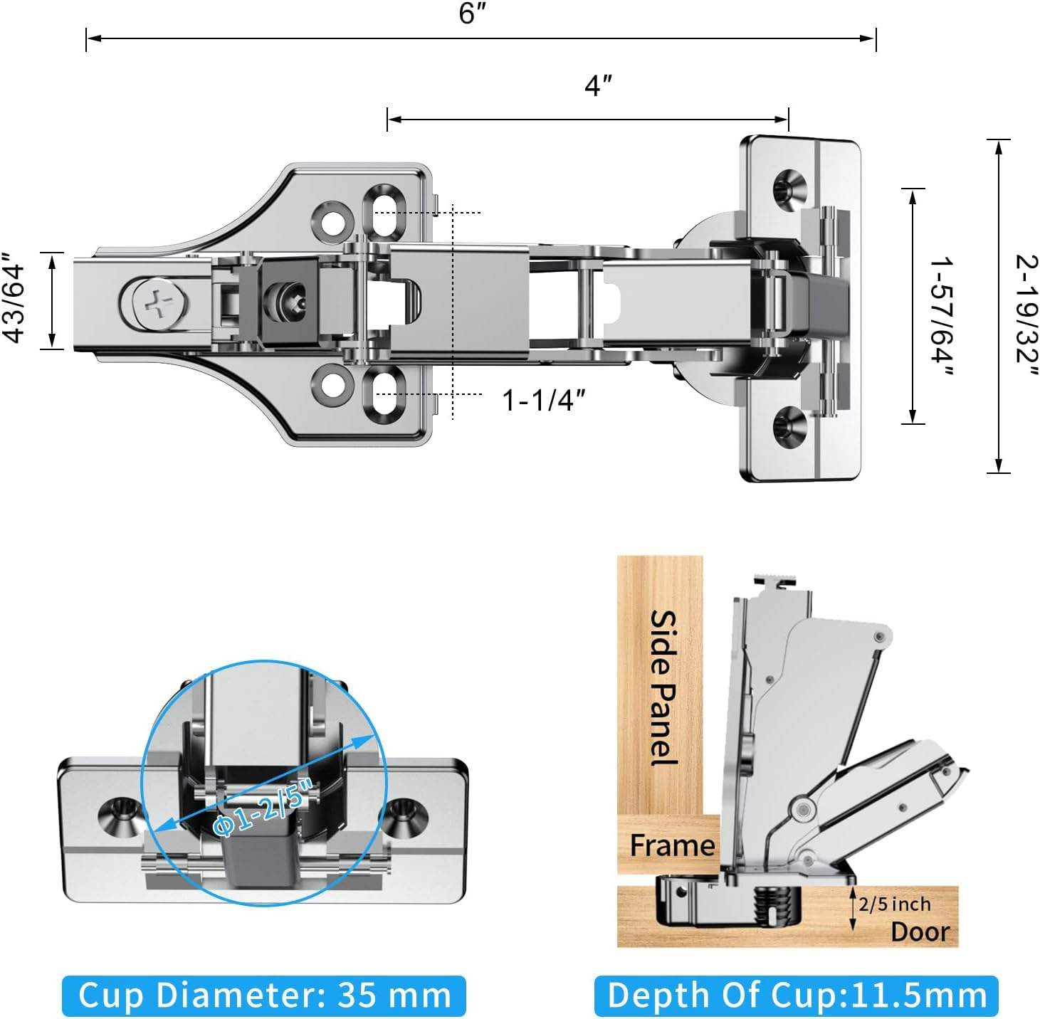 175 Degree Cabinet Door Hinges