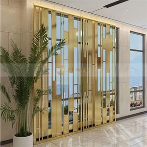 LL334 Factory Customization Waterproof Translucent Gold Color 304 Stainless Steel <b>Wall</b> Divider Panel Living Room Partition - Product Image 2