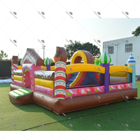Structure gonflable combinée toboggan et château à thème Candy Land, équipement de jeux pour enfants, idéal pour la location de fêtes d'anniversaire