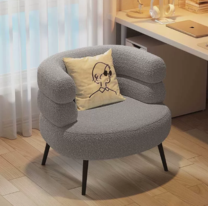 Wool single-person <b>sofa</b> lambskin plush <b>sofa</b> <b>for</b> living room bedroom cloakroom relaxation and dressing chair makeup chair - Product Image 3
