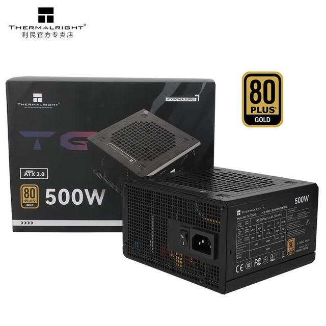 Thermalright TR TG500S 500W Non Modular ATX Power Supply Featuring Reliable 80 Plus Gold Efficiency and Flat Black Cables