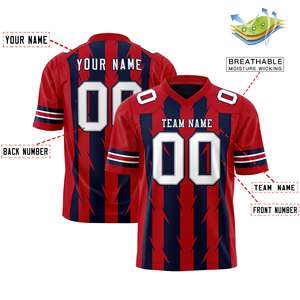Camiseta de Fútbol Americano Personalizada con Diseño de Bandera de Rayas Graffiti en Rojo Marino - Product Image 2