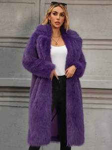 Cappotto <span class=keywords><strong>Trench</strong></span> da Donna in Ecopelliccia Intrecciata con Collo Rovesciato e Bottoni Coperti, Design Formale Invernale, Colore Personalizzabile - Product Image 2