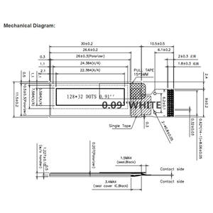 0.91英寸白色有机发光二极管显示模块，带128x32像素SSD1306Z I2C驱动器IC 14PIN连接器，适用于电子纸应用 - Product Image 6