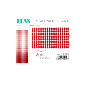 Ilan Adesivo Brillante 6mm Rosso con Strass, 504 Pezzi su Grande Cartoncino - Product Image 1
