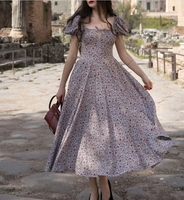 Global High Quality Print Kleines frisches Blumen kleid Zurück Schlankes Halfter Split Lure Charming Super Beautiful Sexy Female Dress