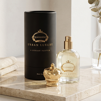 Flacon de parfum en verre de luxe personnalisé, flacons vaporisateurs de parfum transparents 30ml 50ml 100ml, flacon de parfum carré vide en verre avec bouchon doré