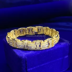Pulseira de ouro americano rosa Dubai ouro amarelo sólido Moissanite diamante robusto vintage 14K 18K