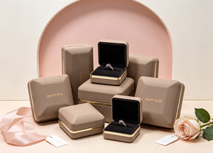 High-End Square <b>Box</b> with Faux Leather Wrapping Gold Trim Flip Cover Soft <b>Black</b> Velvet Lining Magnetic Closure Customizable - Product Image 4