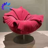 IEasy Furniture Designer moderne Tissu rouge Turning Tub Lounge Chair Scandinavian Leisure Bloom Easy Chair Hotel Petal Chair