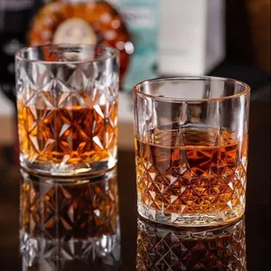 卸売プロモーションエンボス加工Diamond Crystal Glass Whisky