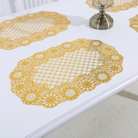 Set de table rectangulaire isolant en PVC de style occidental, motif doré, sans lavage, antidérapant, pour la maison